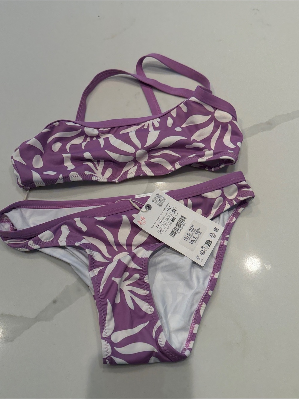 Zara Purple and White Floral Bikini Set